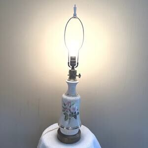Table Lamp Royal China Queen's Rose Pattern Working Vintage USA Cottage Core